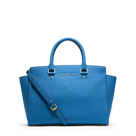 michael kors selma medium saffiano leather satchel pale blue|selma saffiano leather satchel.